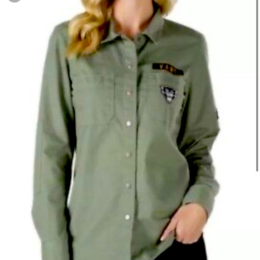 Army green vans button up